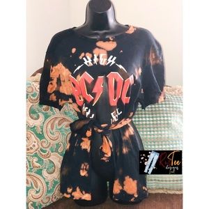Customized Vintage Wrap AC/DC Rock Band Tee
